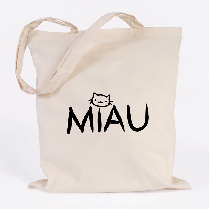 JUNIWORDS Jutebeutel Miau. Natur