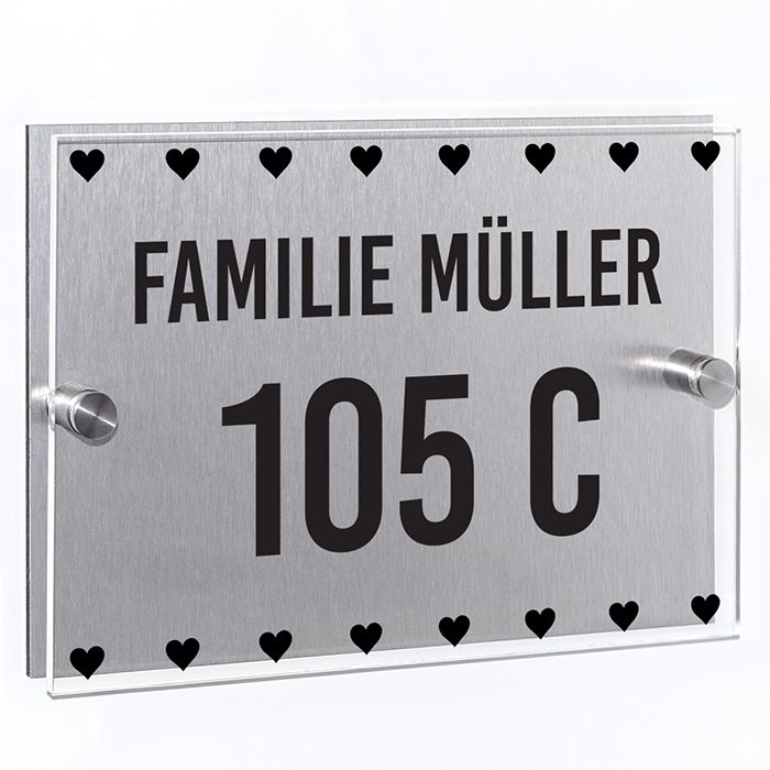 Hausnummernschild Herzen