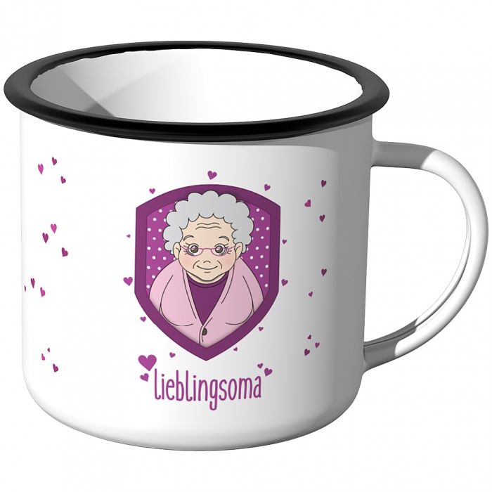 Emaille Tasse Lieblingsoma