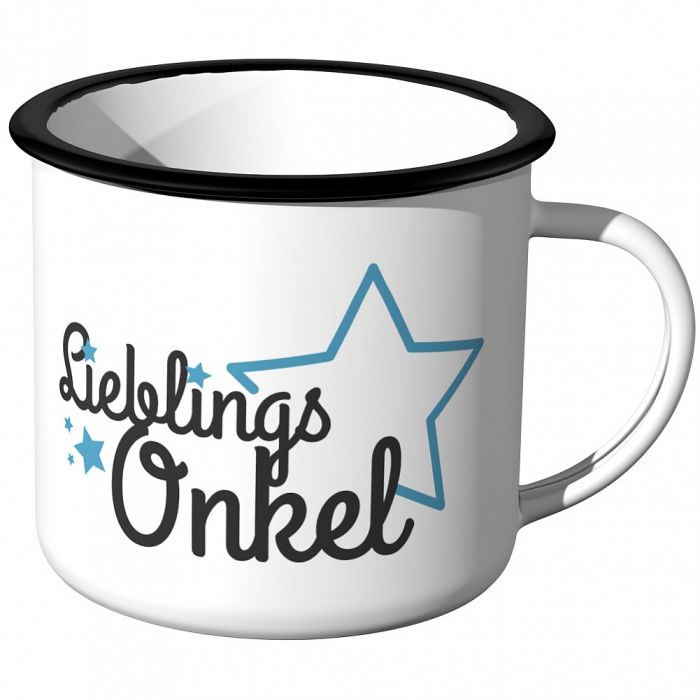 Emaille Tasse Lieblingsonkel - mit Sternen