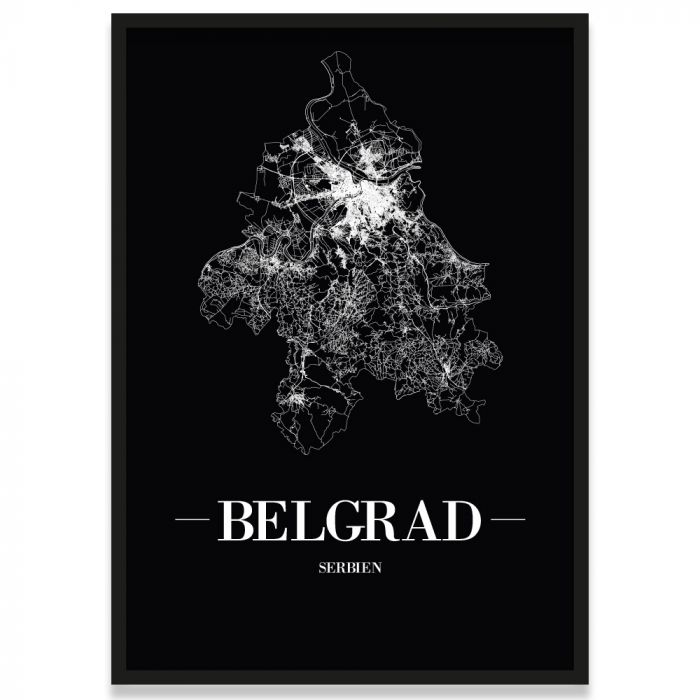 Straßenplan Belgrad Schwarz Poster