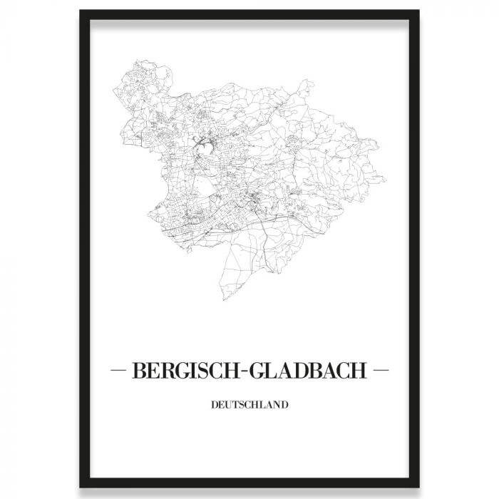 Poster Bergisch Gladbach Stadtplan mit Rahmen