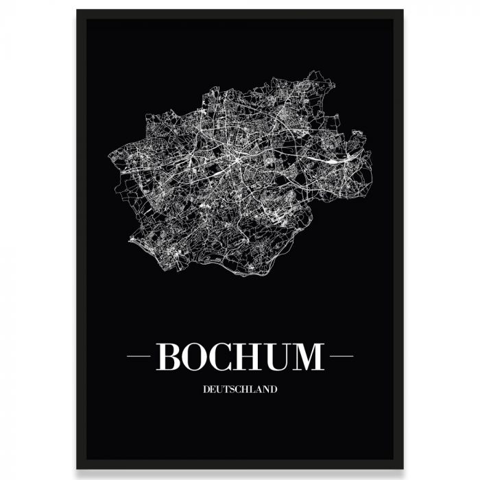 Straßennetz Bochum Poster Schwarz