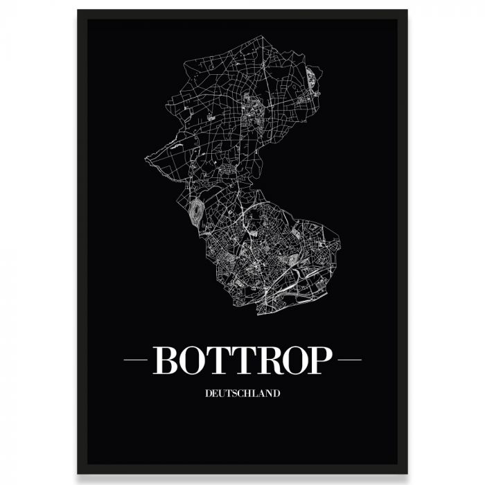 Stadtplan Poster Schwarz mit Bottrop