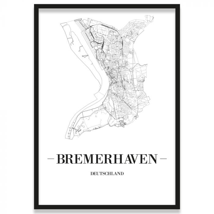 Poster Bremerhaven Stadtplan mit Bilderrahmen