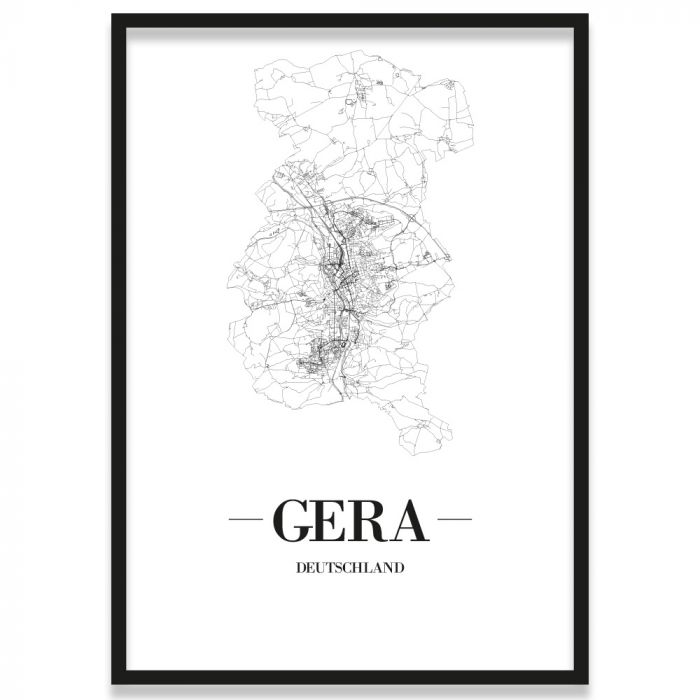 Poster Gera Straßenplan mit Bilderrahmen