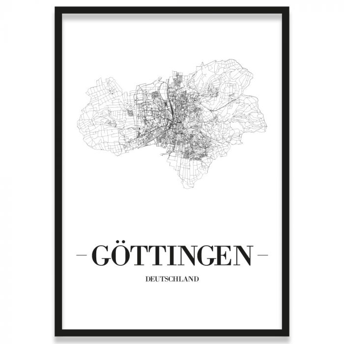 Poster Göttingen Stadtplan mit Rahmen