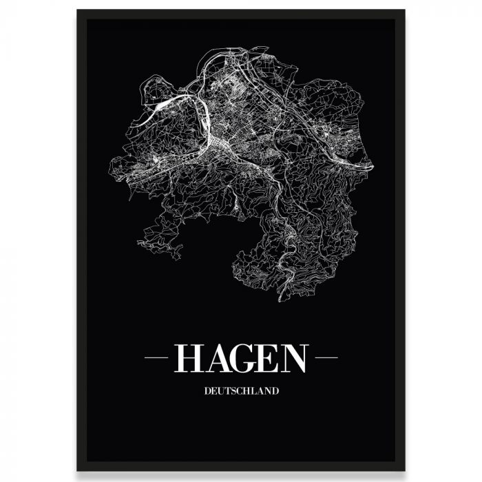 Poster Hagen Straßenplan mit Rahmen