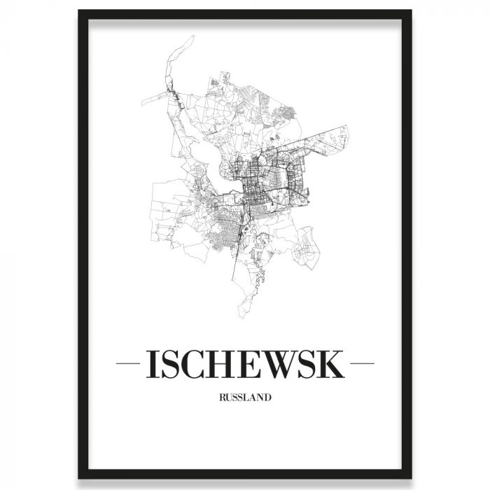 Poster Ischewsk Straßennetz mit Rahmen
