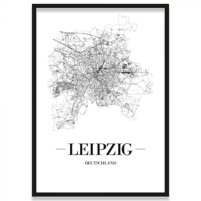 Poster Leipzig Rahmen Stadtplan