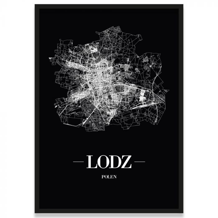Poster Lodz mit Straßennetz