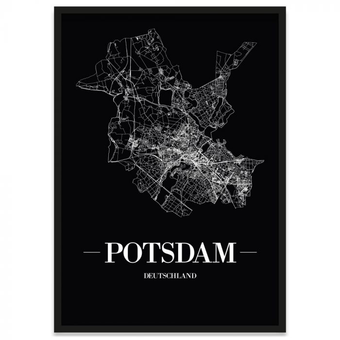 gerahmtes Poster Potsdam mit Straßennetz