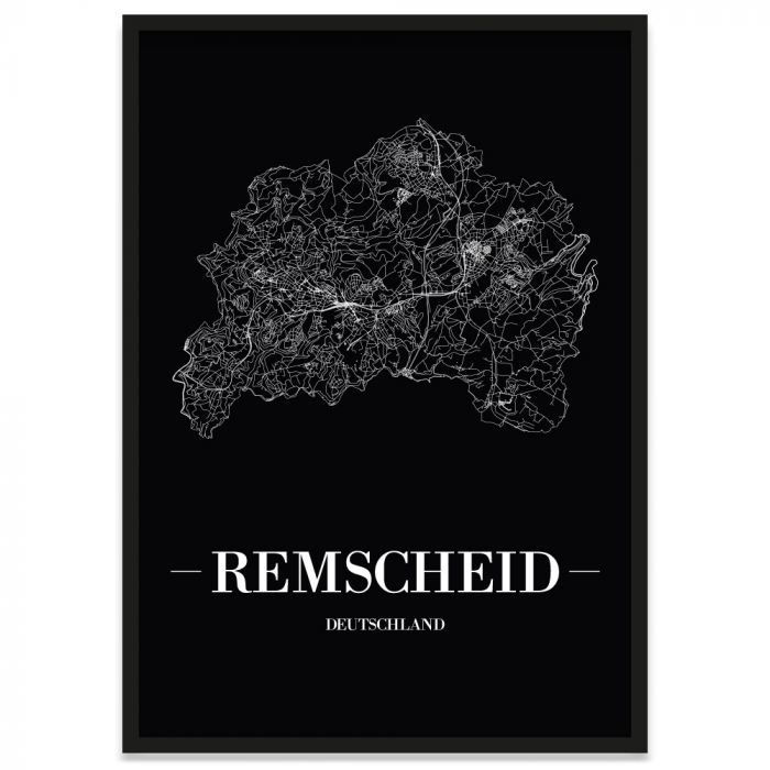 Stadtposter Remscheid mit Straßennetz