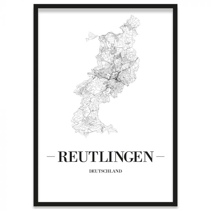 gerahmtes Poster Reutlingen Straßennetz