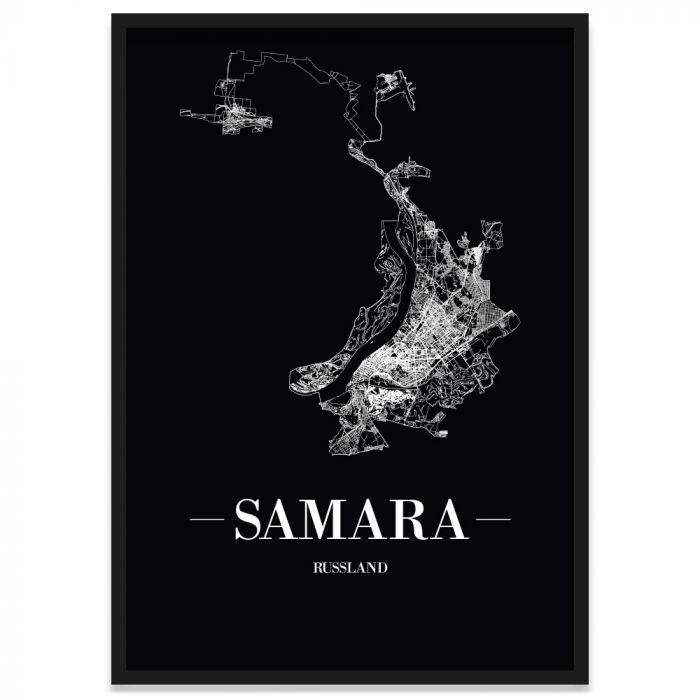 Stadtposter Samara mit passendem Bilderrahmen Straßennetz