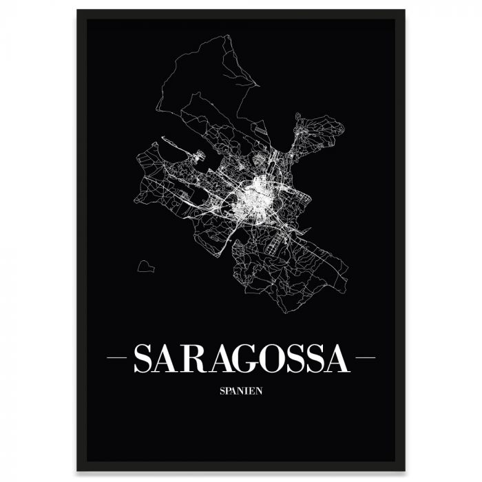Straßennetz Poster der Stadt Saragossa gerahmt Straßennetz Poster der Stadt Saragossa gerahmt