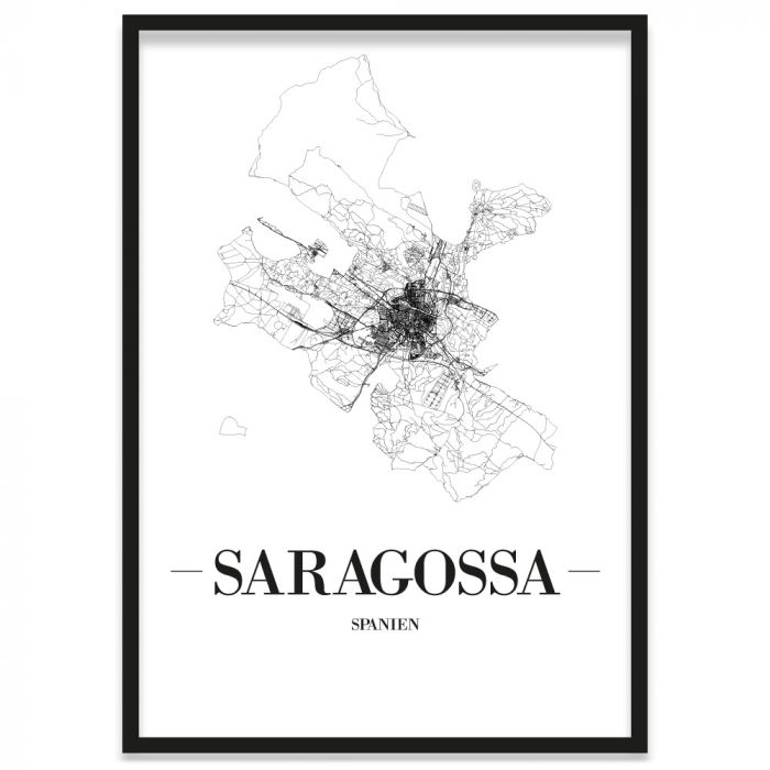 Stadtposter Saragossa mit Rahmen