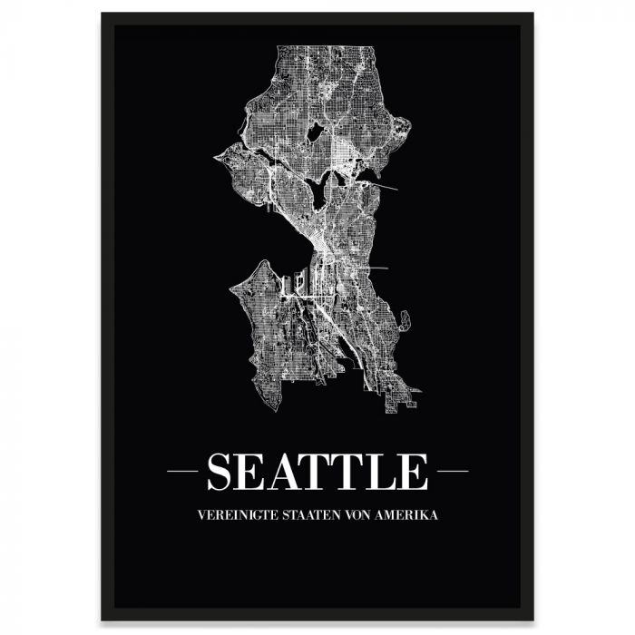 Stadtposter Seattle Rahmen