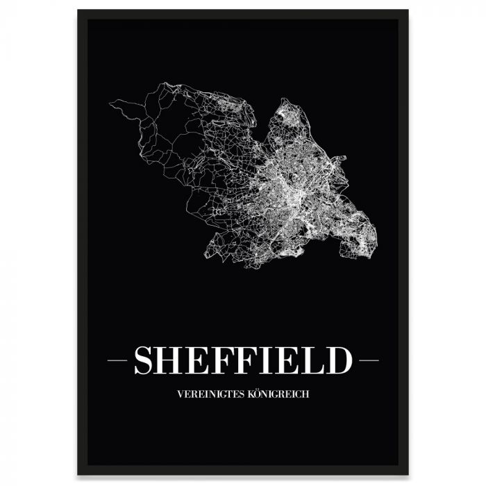 Sheffield Poster Bilderrahmen Straßennetz