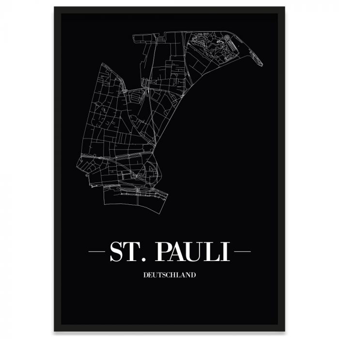 Stadtposter St Pauli gerahmt mit Stadtnetz