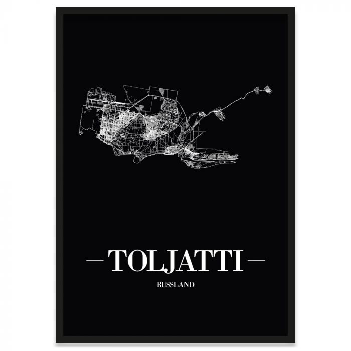 Stadtposter Toljatti mit Bilderrahmen und Straßennetz