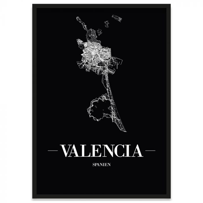 Stadtposter Valencia Straßennetz