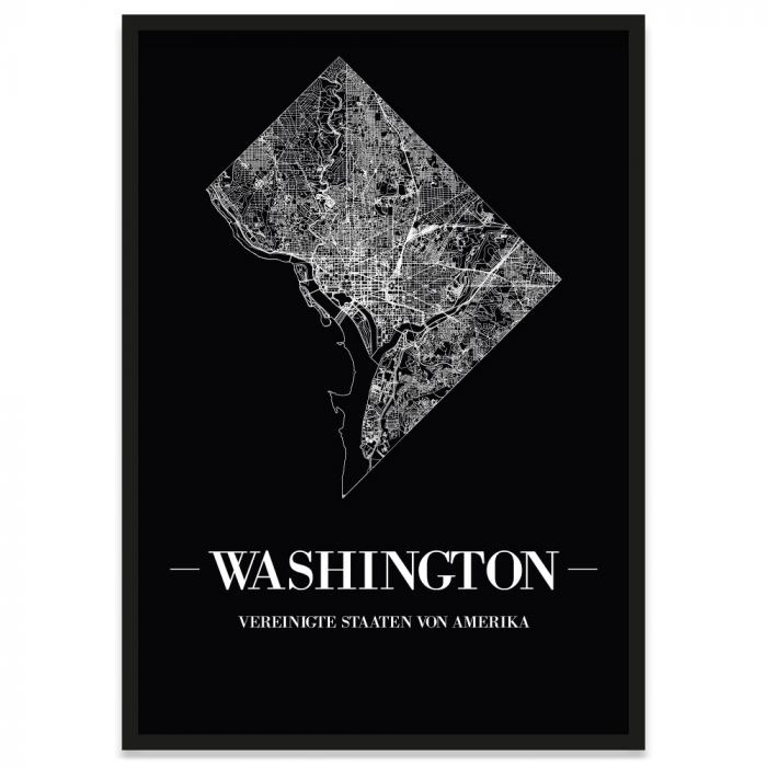 Washington Bilderrahmen Poster mit Stadtplan
