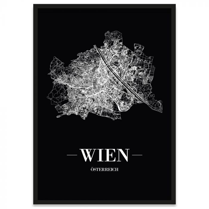 Wien Bilderrahmen Poster mit Stadtplan