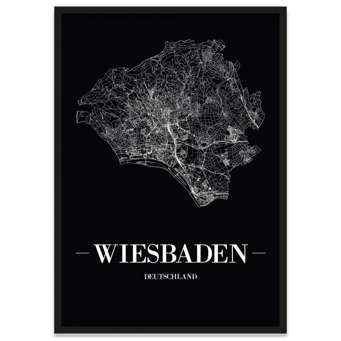 Wiesbaden Bilderrahmen Poster mit Stadtplan