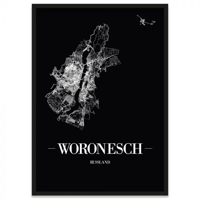 Poster mit Rahmen, Woronesch Straßennetz