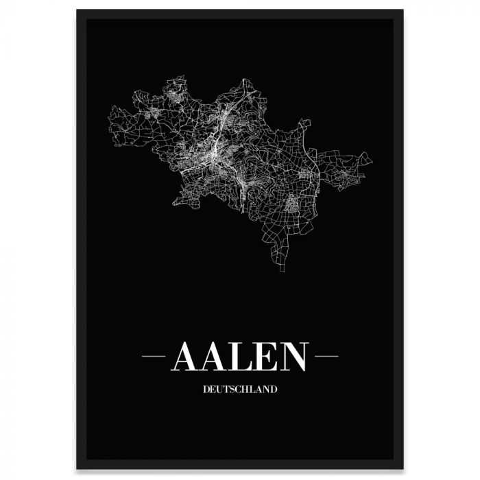 Aalen Stadtposter Bilderrahmen mit Straßennetz