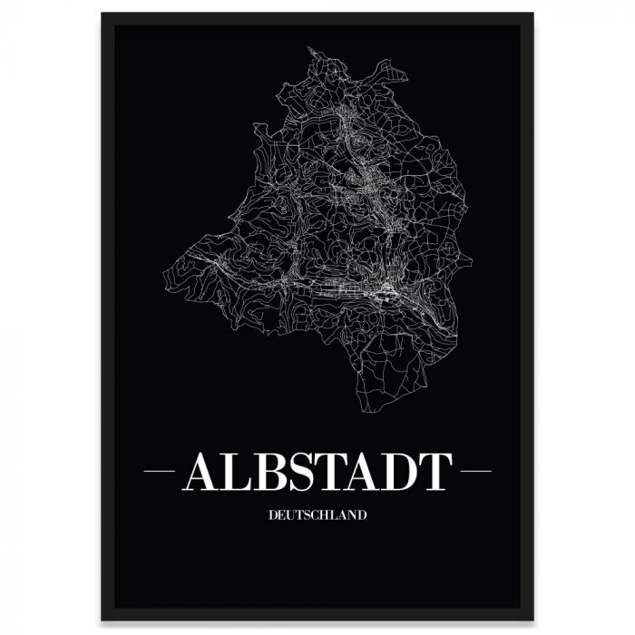 Albstadt Stadtposter Bilderrahmen mit Straßennetz