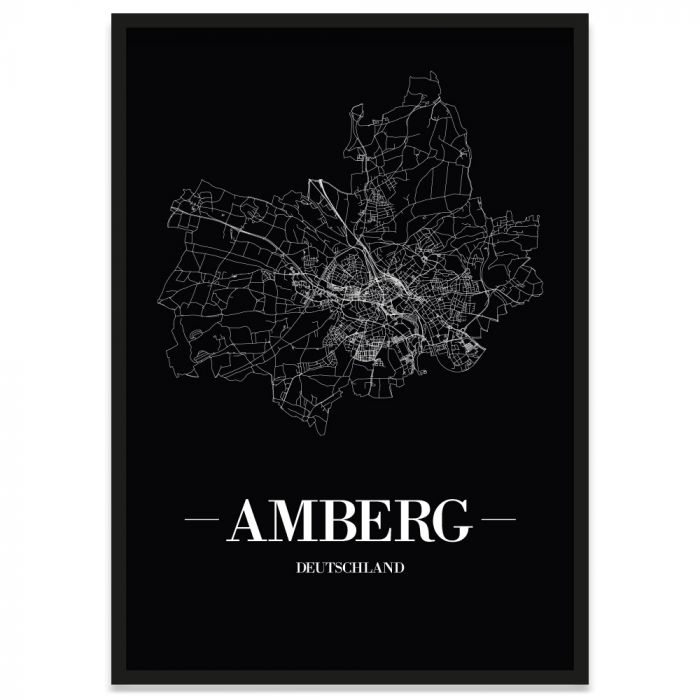 Amberg Poster mit Bilderrahmen, Straßennetz
