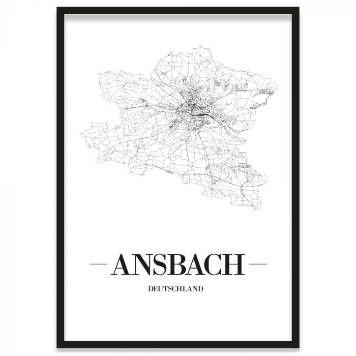 Stadtposter Ansbach gerahmt