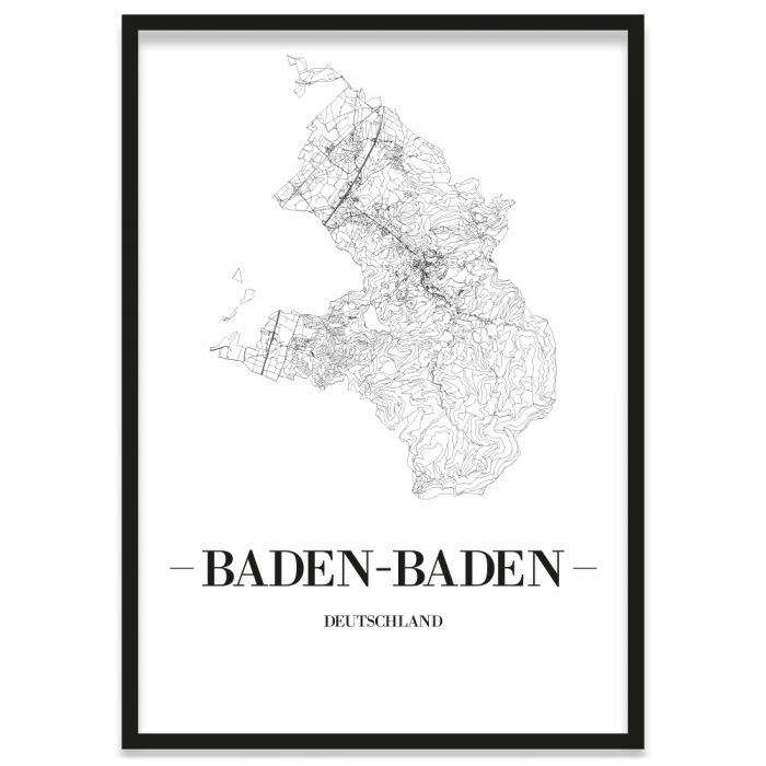 gerahmtes Poster Baden-Baden mit Rahmen