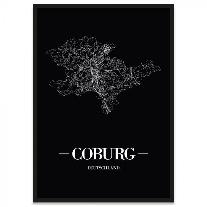 Coburg Stadtposter mit Bilderrahmen und Stadtnetz