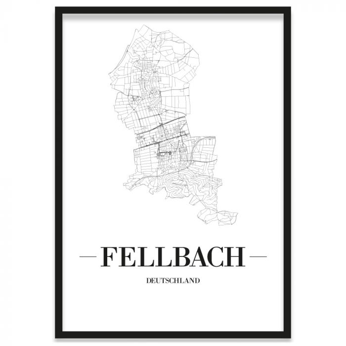 Stadtposter Fellbach Stadtplan Bilderrahmen
