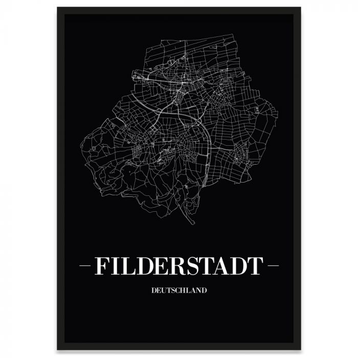Stadtposter Filderstadt mit Rahmen