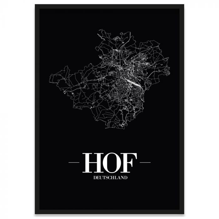 Poster der Stadt Hof mit Straßennetz