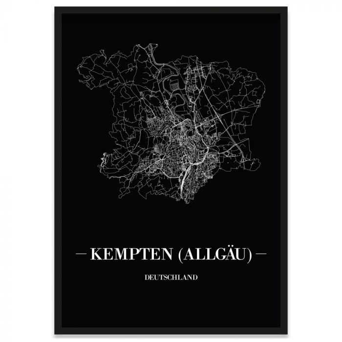 Stadtposter Kempten (Allgäu) mit Rahmen
