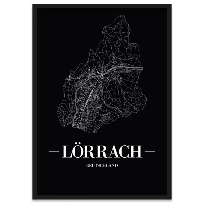 Stadtposter mit Straßennetz Stadt Lörrach