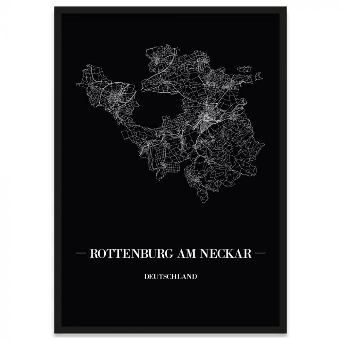 Stadtposter Rottenburg am Neckar mit Rahmen