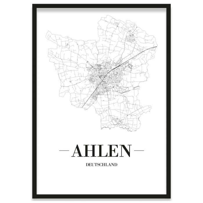 Stadtposter Ahlen Straßennetz Bilderrahmen