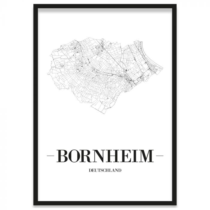 Stadtposter Bornheim Straßennetz mit Bilderrahmen