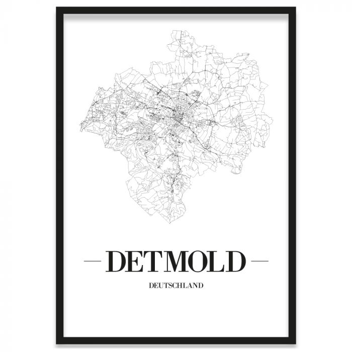 Stadtposter Detmold Bilderrahmen Straßennetz