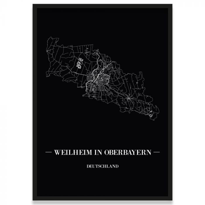 Weilheim in Oberbayern Poster mit Straßennetz