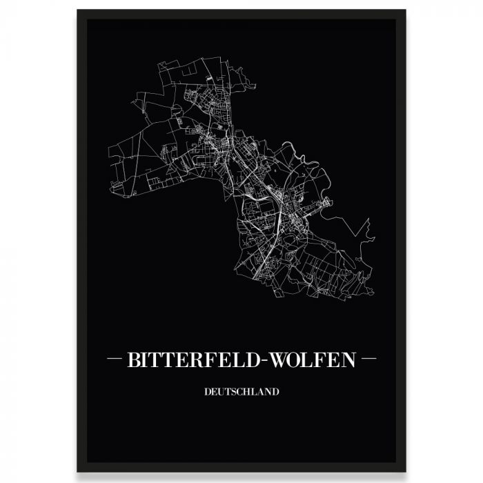 Stadtposter Bitterfeld - Wolfen - black