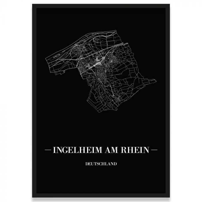 Stadtposter Ingelheim am Rhein - black