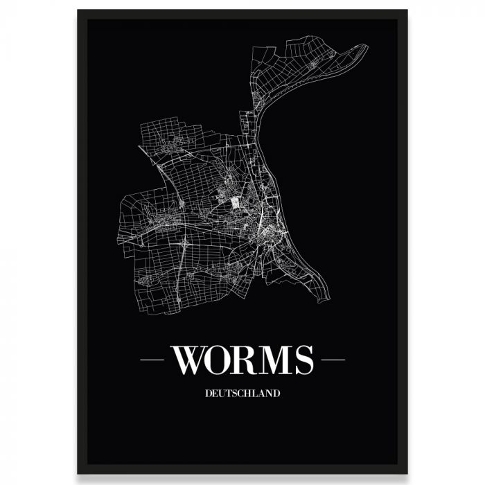 Stadtposter Worms Black