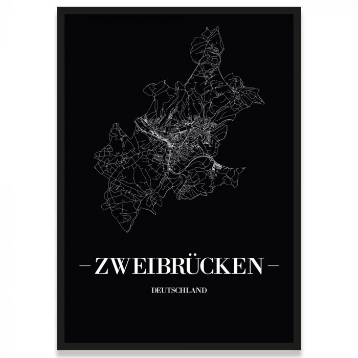 Stadtposter Zweibrücken Black